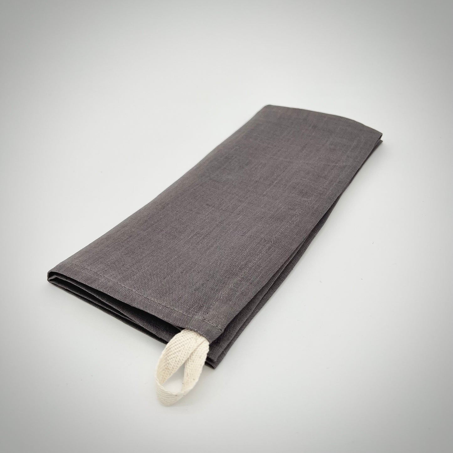River Stone Gray Linen Tea Towel – Soft Stonewashed 100% Linen Kitchen Towel