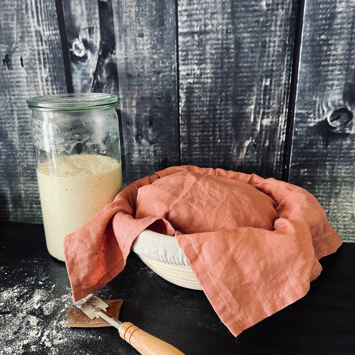 Stonewashed Linen Proofing Towel -Woodrose